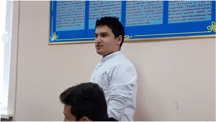  M.Sh. Fazylova teacher in the group 109 LD conducted an open lesson on the topic: "The biological effect of radioactive radiation" on the subject of biophysics.